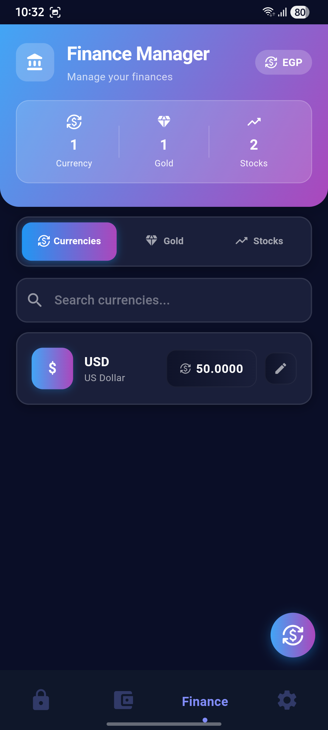 Finance Manager — Dark Mode